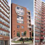 Exterior of the Casa Del Zotto, Casa Abruzzo and Caboto Terrace apartment buildings.